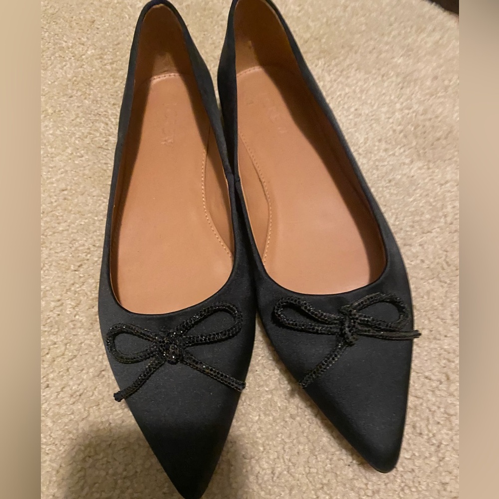 Jcrew black bow flats. Worn twice. 7.5